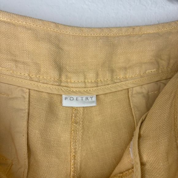 Poetry Mustard Yellow 100% Linen Pants Tapered Leg Size 14 - Picture 6 of 8
